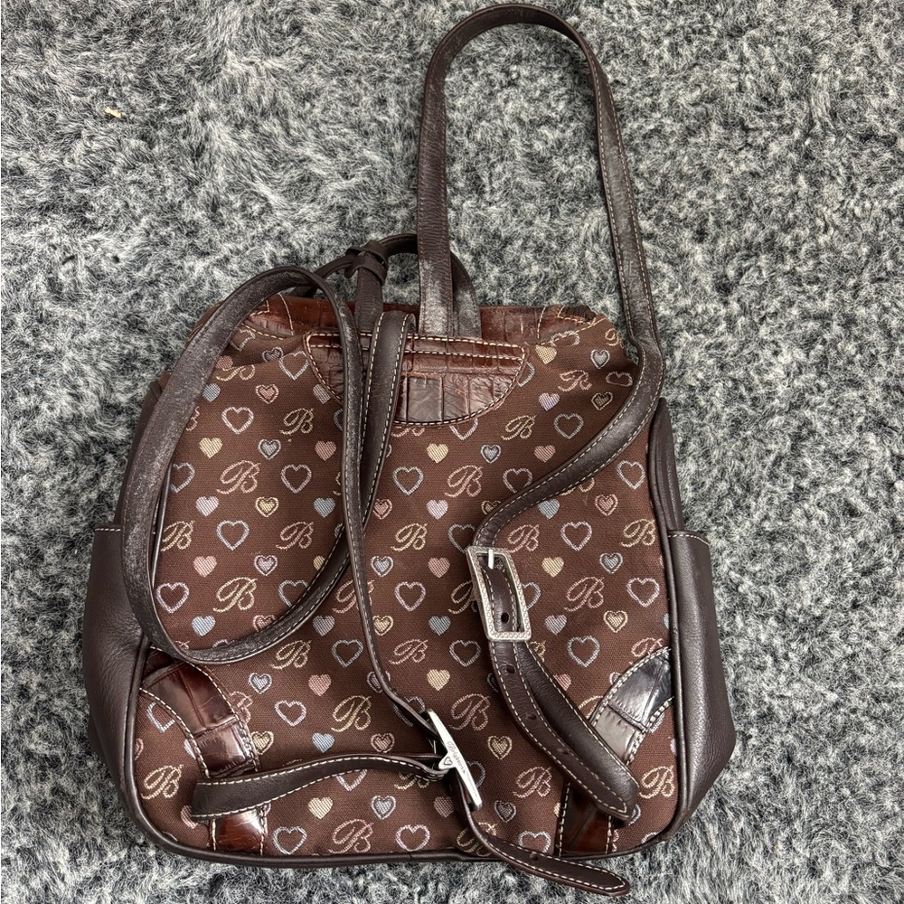 Brown Heart Pattern Backpack - Picture 9 of 12